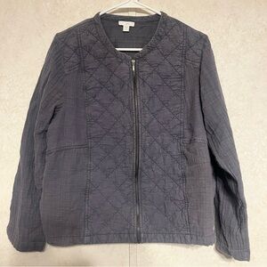 J. Jill Dark Gray Quilted Bomber Jacket L